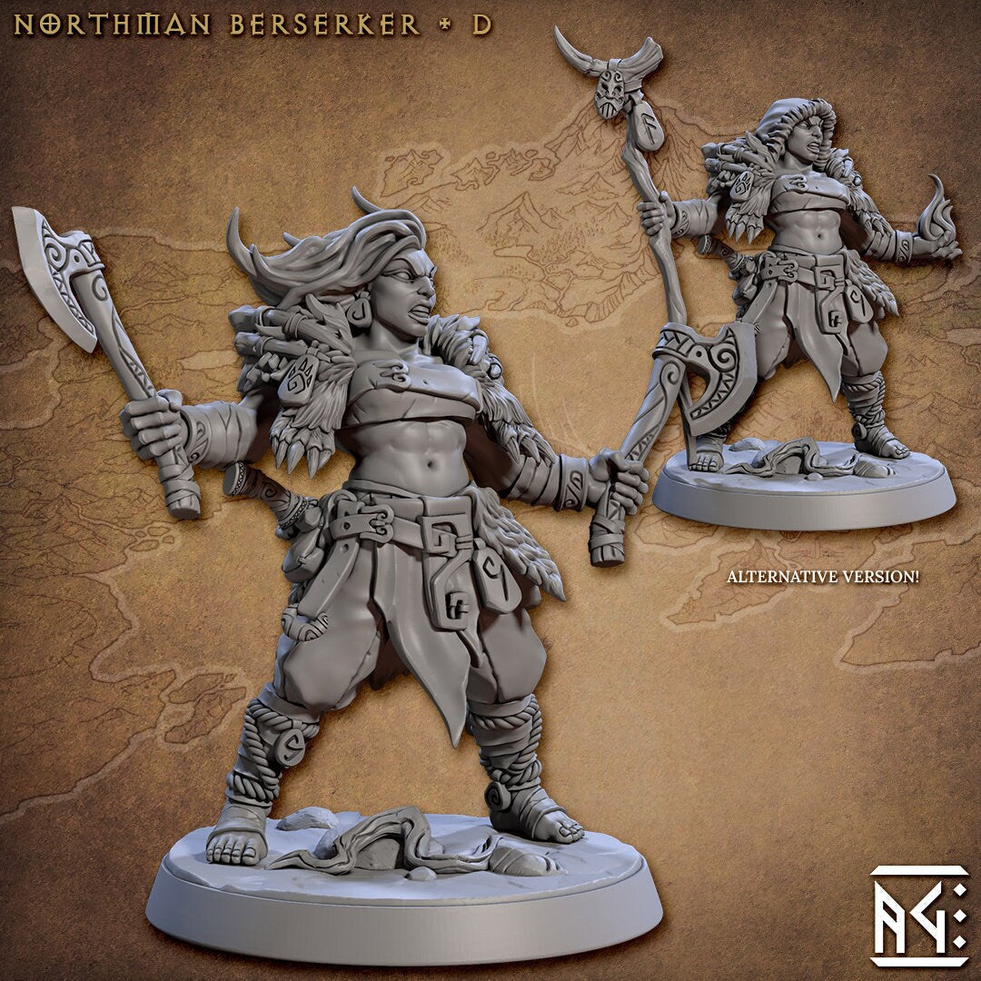 Northman Barbarians dnd Mini Set - Artisan Guild, DnD | Male | Female | Viking | Barbarian | Fighter | Pathfinder | Wargaming | 28mm 32mm