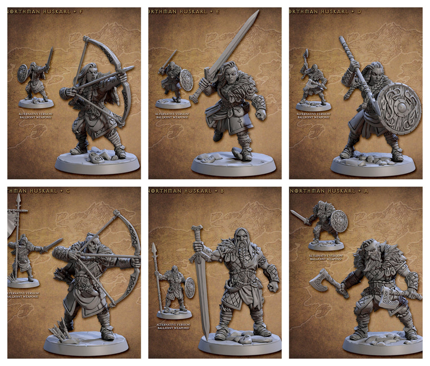 Viking Fighters dnd mini set - Artisan Guild | Male | Female | Fighter | Barbarian | Ranger | Northman | Pathfinder | Wargaming, 28mm 32mm