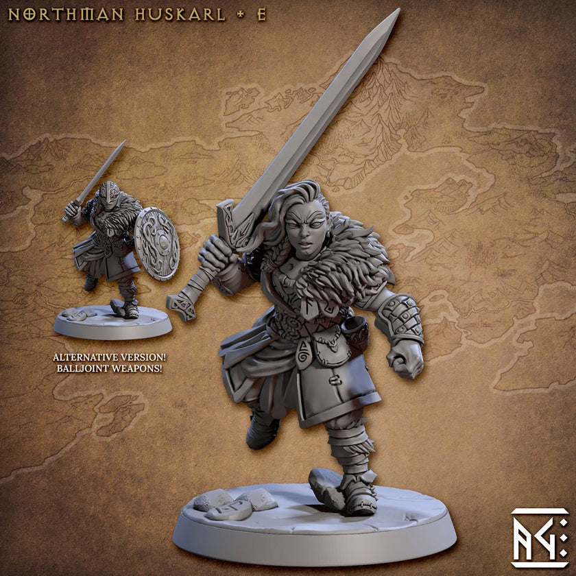 Viking Fighters dnd mini set - Artisan Guild | Male | Female | Fighter | Barbarian | Ranger | Northman | Pathfinder | Wargaming, 28mm 32mm