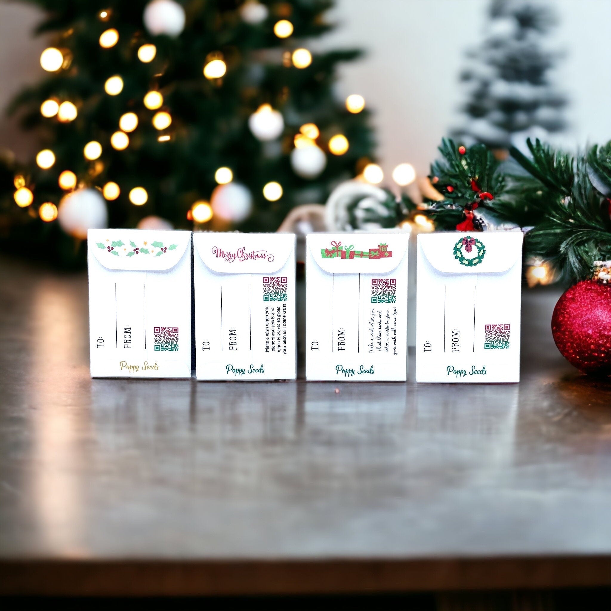 Seed Packages - Christmas - Wish Seeds - Ornament or Gift Tag - Includes 10 Packs of seeds