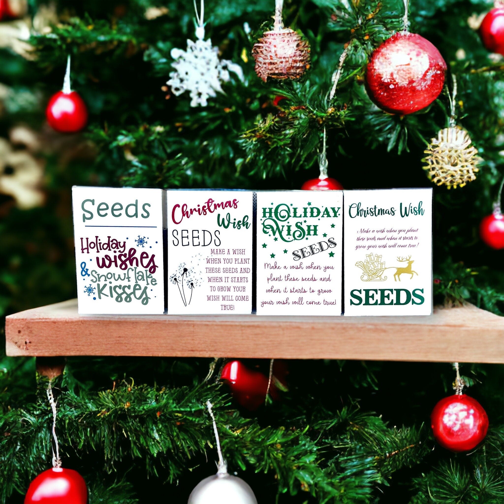 Seed Packages - Christmas - Wish Seeds - Ornament or Gift Tag - Includes 10 Packs of seeds