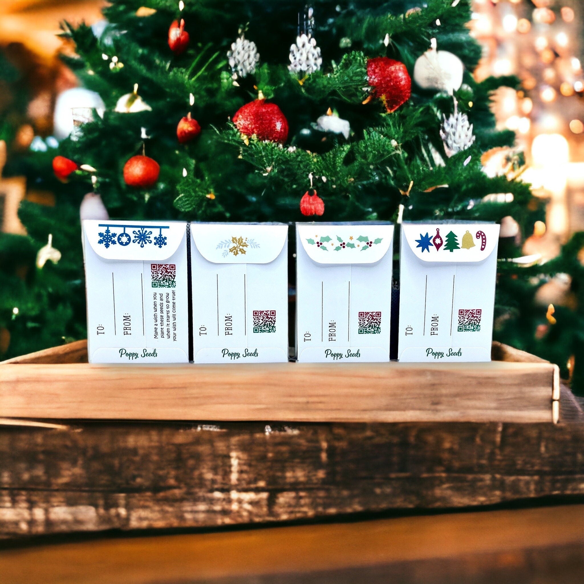 Seed Packages - Christmas - Wish Seeds - Ornament or Gift Tag - Includes 10 Packs of seeds