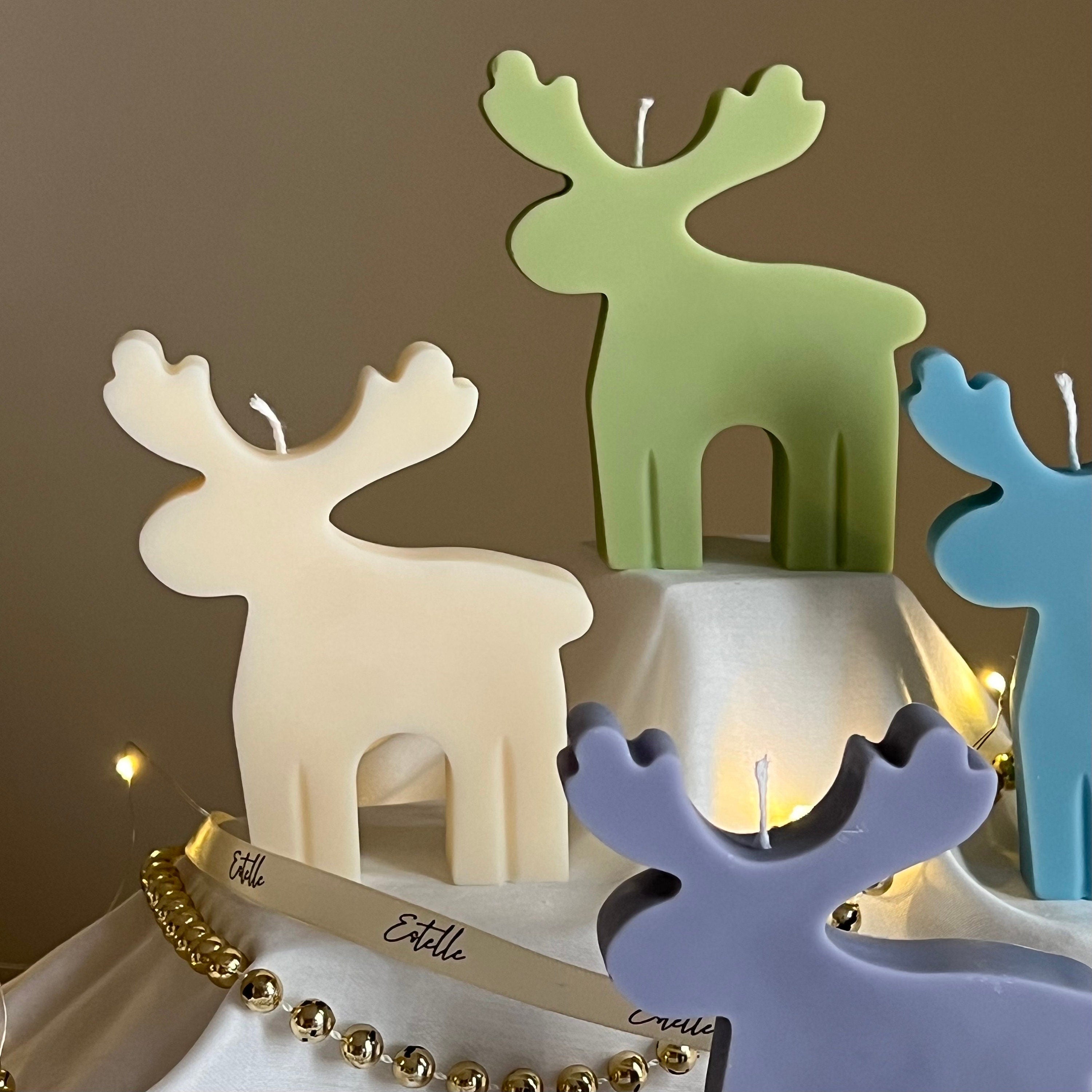Handmade Reindeer Soy Candle: Christmas Decor Gift