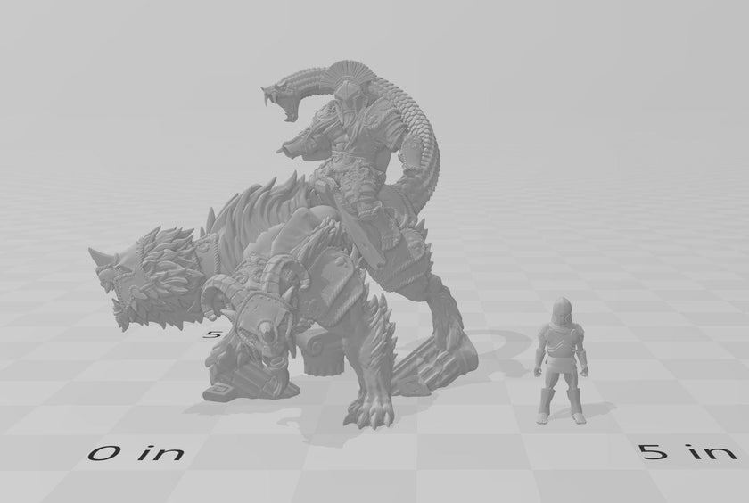 Greatgoblin on Chimera Mount mini - Artisan Guild, DnD | Male | Fighter, Animal, Hobgoblin, Pathfinder | Orc | Wargaming | Goblin | Mount
