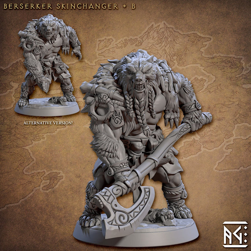 Berserker Werebear dnd Mini Set - Artisan Guild | Male | Fighter | Viking | Barbarian | Female | Pathfinder | Wargaming | Fighter, 28mm 32mm