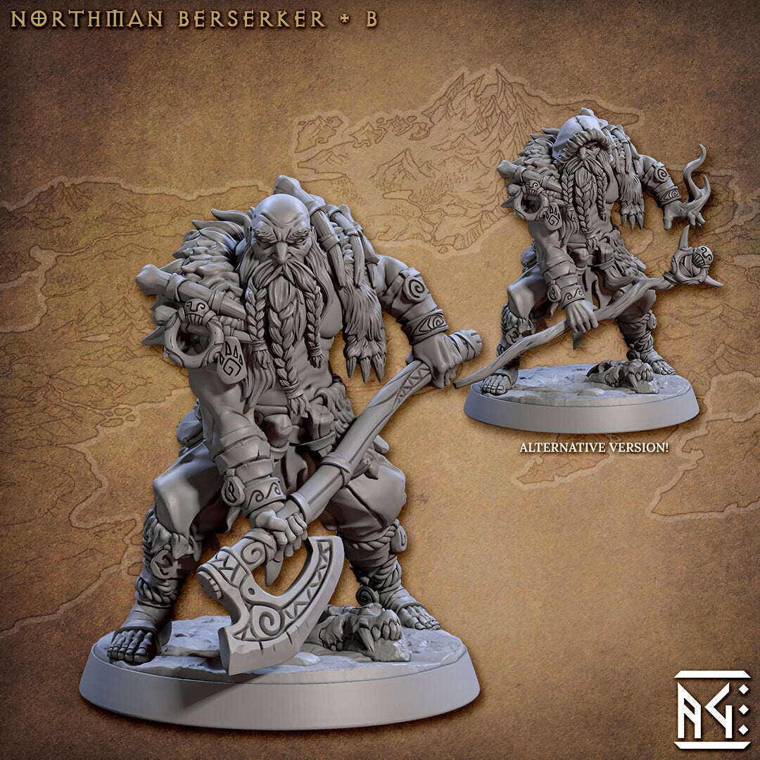 Northman Barbarians dnd Mini Set - Artisan Guild, DnD | Male | Female | Viking | Barbarian | Fighter | Pathfinder | Wargaming | 28mm 32mm