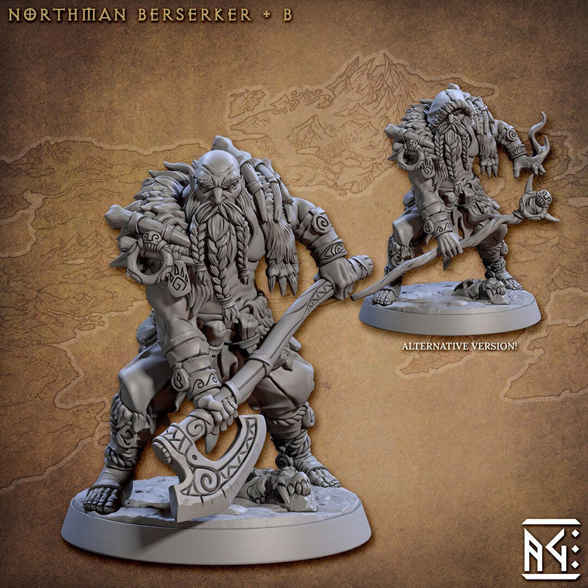 Northman Barbarians dnd Mini Set - Artisan Guild, DnD | Male | Female | Viking | Barbarian | Fighter | Pathfinder | Wargaming | 28mm 32mm