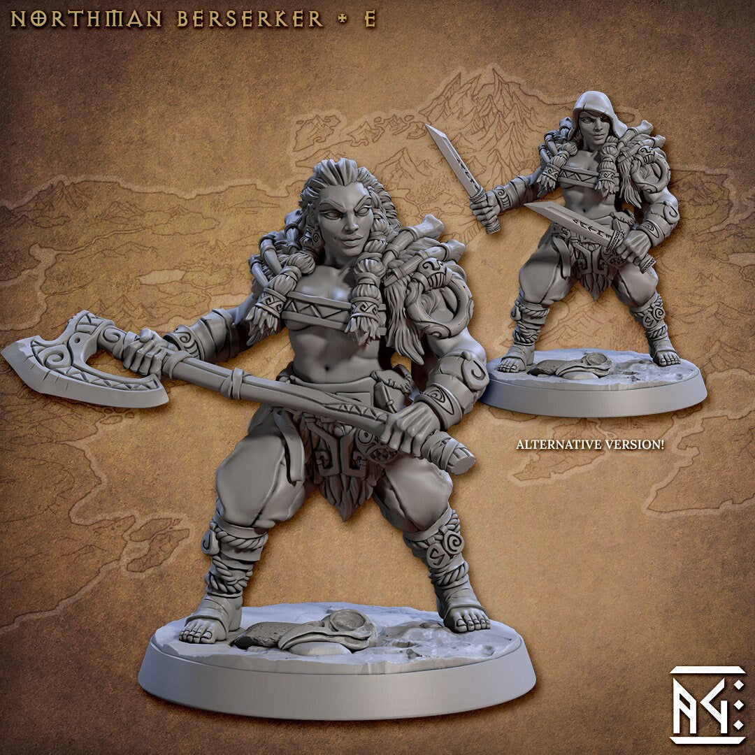 Northman Barbarians dnd Mini Set - Artisan Guild, DnD | Male | Female | Viking | Barbarian | Fighter | Pathfinder | Wargaming | 28mm 32mm