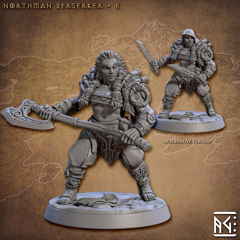 Northman Barbarians dnd Mini Set - Artisan Guild, DnD | Male | Female | Viking | Barbarian | Fighter | Pathfinder | Wargaming | 28mm 32mm