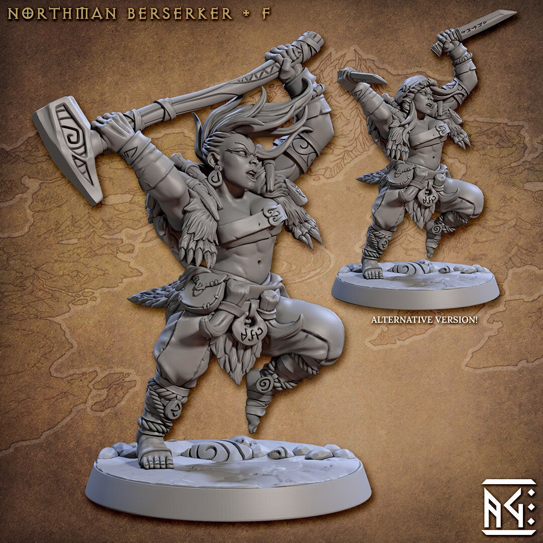 Northman Barbarians dnd Mini Set - Artisan Guild, DnD | Male | Female | Viking | Barbarian | Fighter | Pathfinder | Wargaming | 28mm 32mm