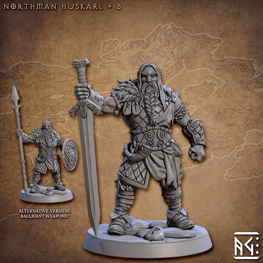 Viking Fighters dnd mini set - Artisan Guild | Male | Female | Fighter | Barbarian | Ranger | Northman | Pathfinder | Wargaming, 28mm 32mm