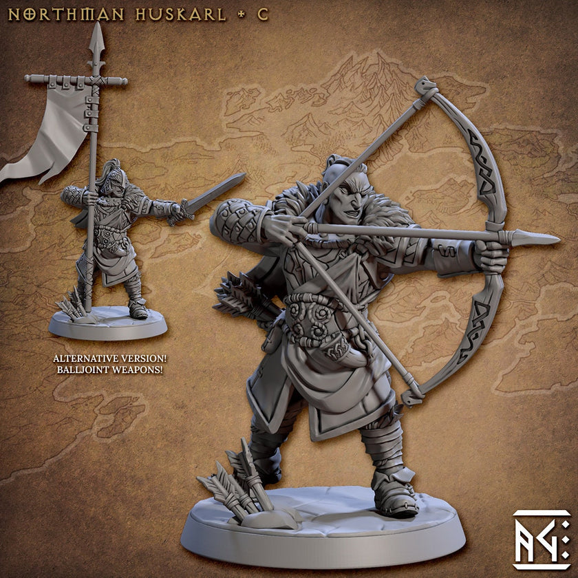 Viking Fighters dnd mini set - Artisan Guild | Male | Female | Fighter | Barbarian | Ranger | Northman | Pathfinder | Wargaming, 28mm 32mm