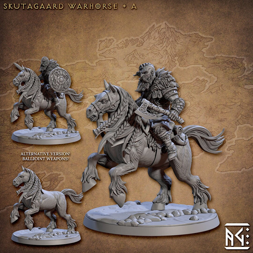 Northmen Riders dnd mini set - Viking | Norse | Male | Female | Fighter | Barbarian | Fantasy, Warhorse | Pathfinder | Wargaming, 28mm 32mm