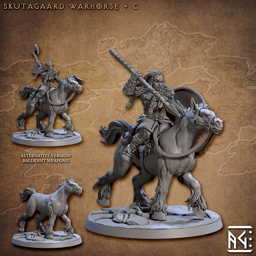 Northmen Riders dnd mini set - Viking | Norse | Male | Female | Fighter | Barbarian | Fantasy, Warhorse | Pathfinder | Wargaming, 28mm 32mm