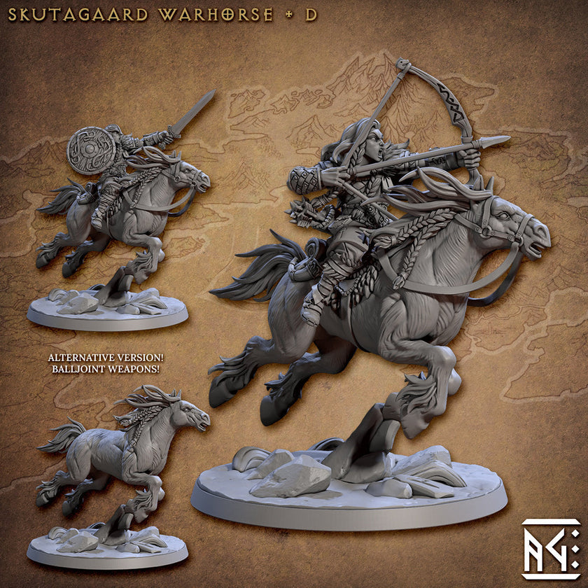 Northmen Riders dnd mini set - Viking | Norse | Male | Female | Fighter | Barbarian | Fantasy, Warhorse | Pathfinder | Wargaming, 28mm 32mm