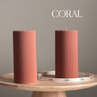Handmade Ribbed Pillar Soy Wax Candle | Unscented Decorative Candle