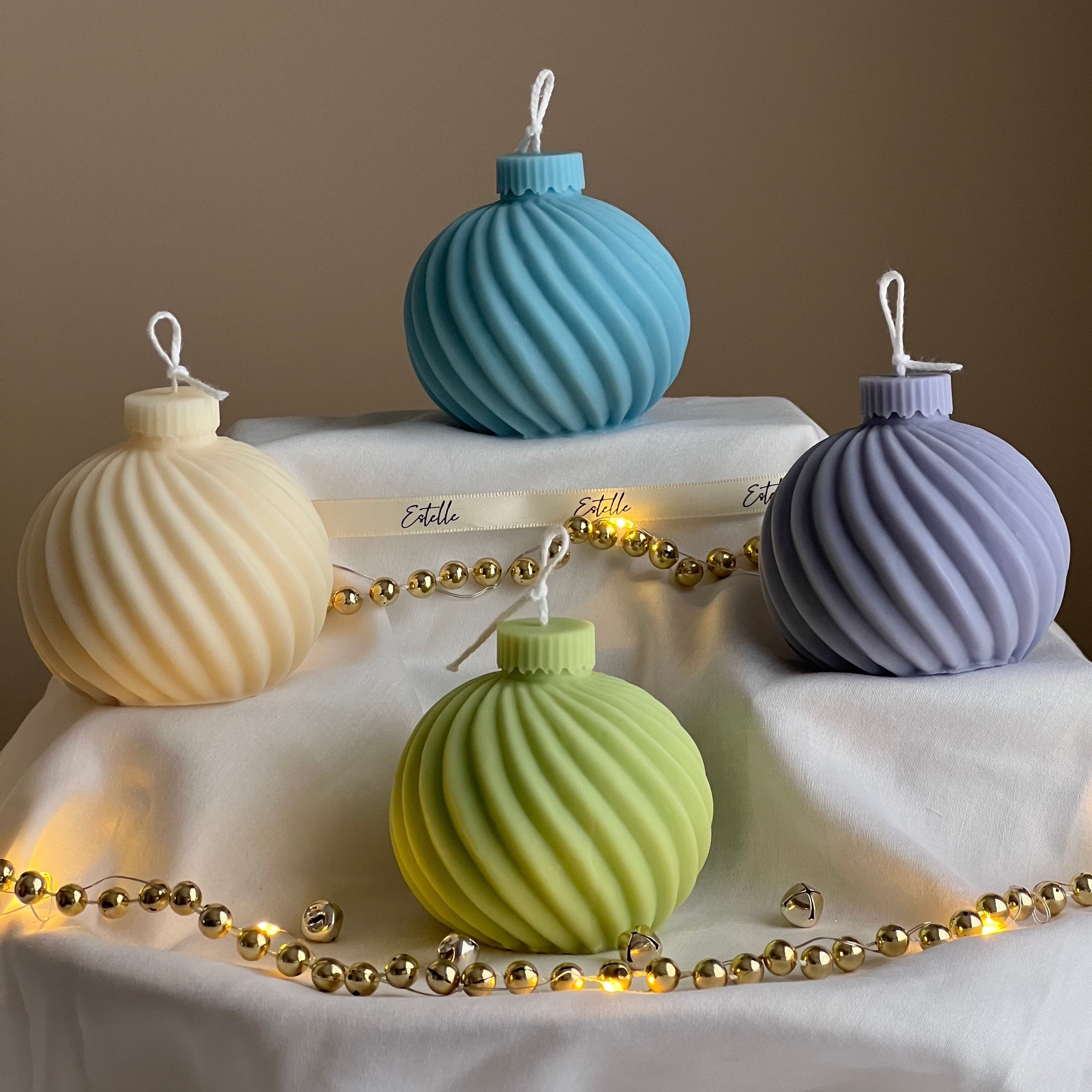 Swirl Christmas Bauble Soy Candle: Handmade Holiday Decor