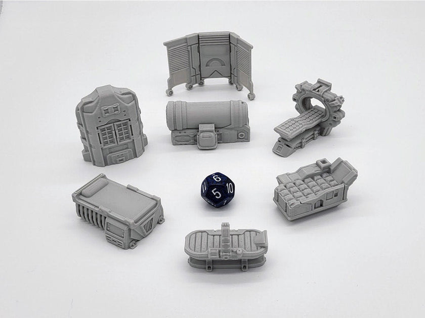 Sci-fi Scenery - Med Bay - EC3D, Infinity, Legion, Sci-fi, Cyberpunk, Starfinder, tabletop terrain, traveler, futuristic, Medical, Office