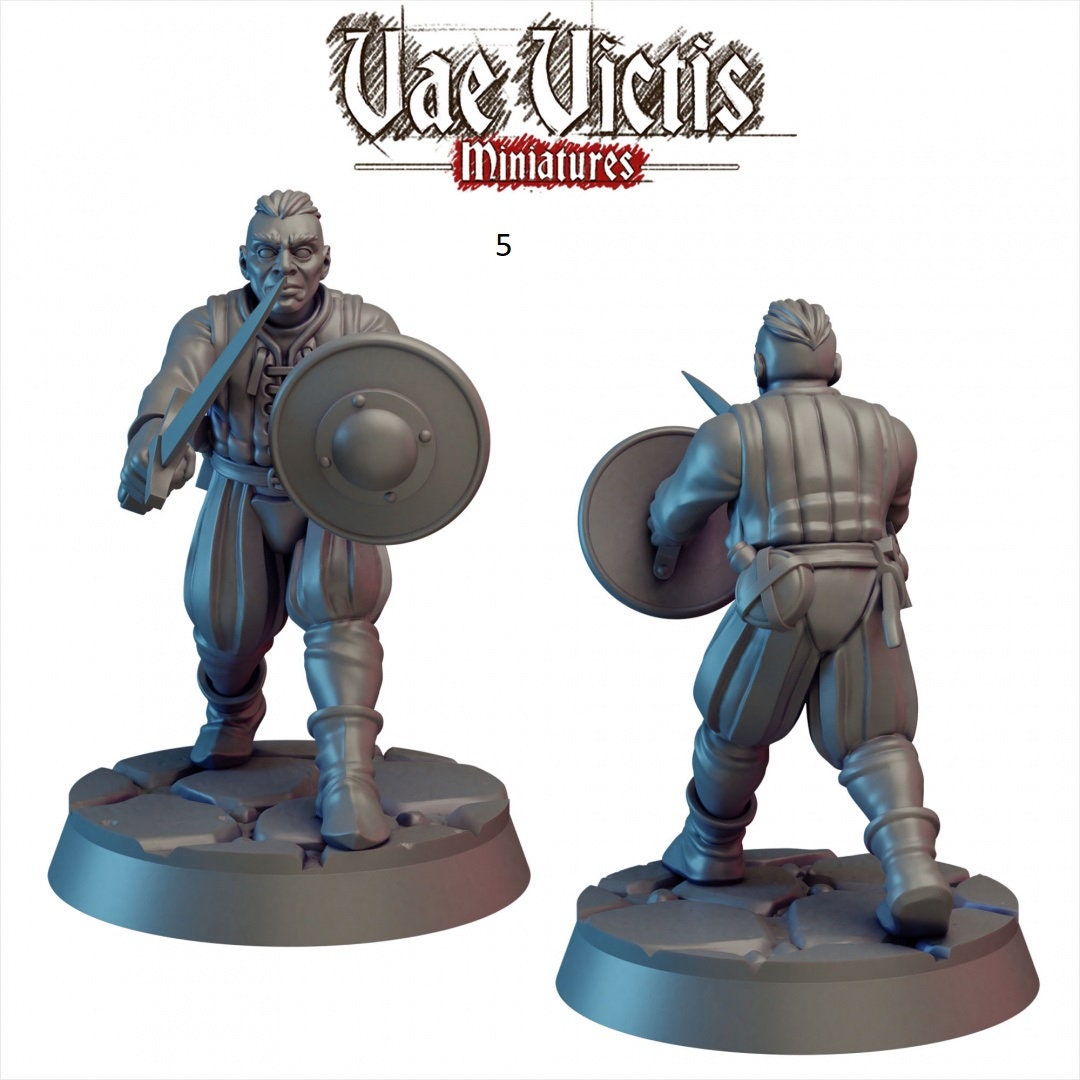Human Mercenaries 28/32mm mini set - Vae Victis | DnD | Fighter | Villager | Soldier | Guards | Pathfinder | TTRPG | Wargaming | Frostgrave