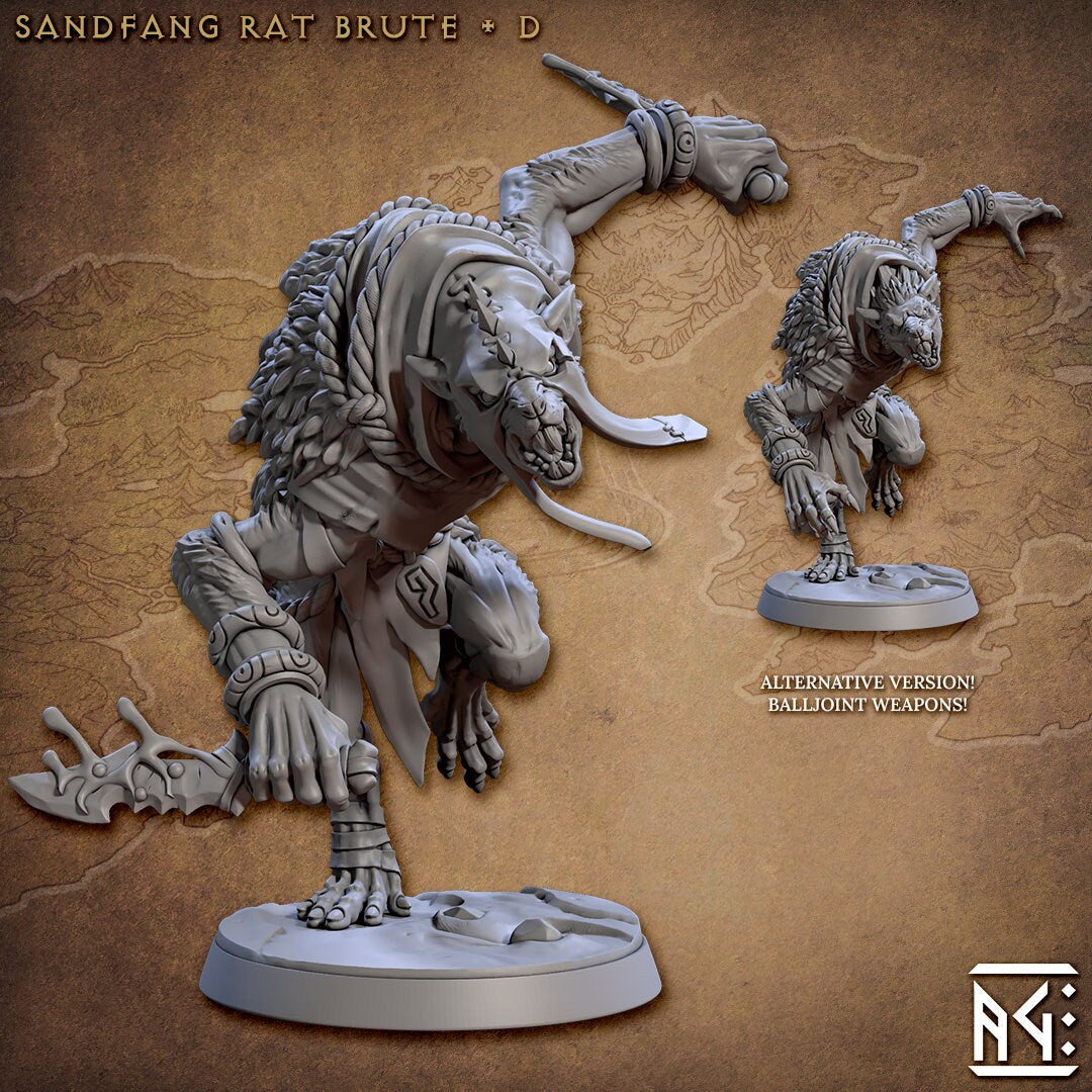 Sandfang Brutes 28/32mm mini set - Artisan Guild | Animal | Rat | Ogre | Monster | Ratfolk | Large | Pathfinder | Wargaming | Huge | Set
