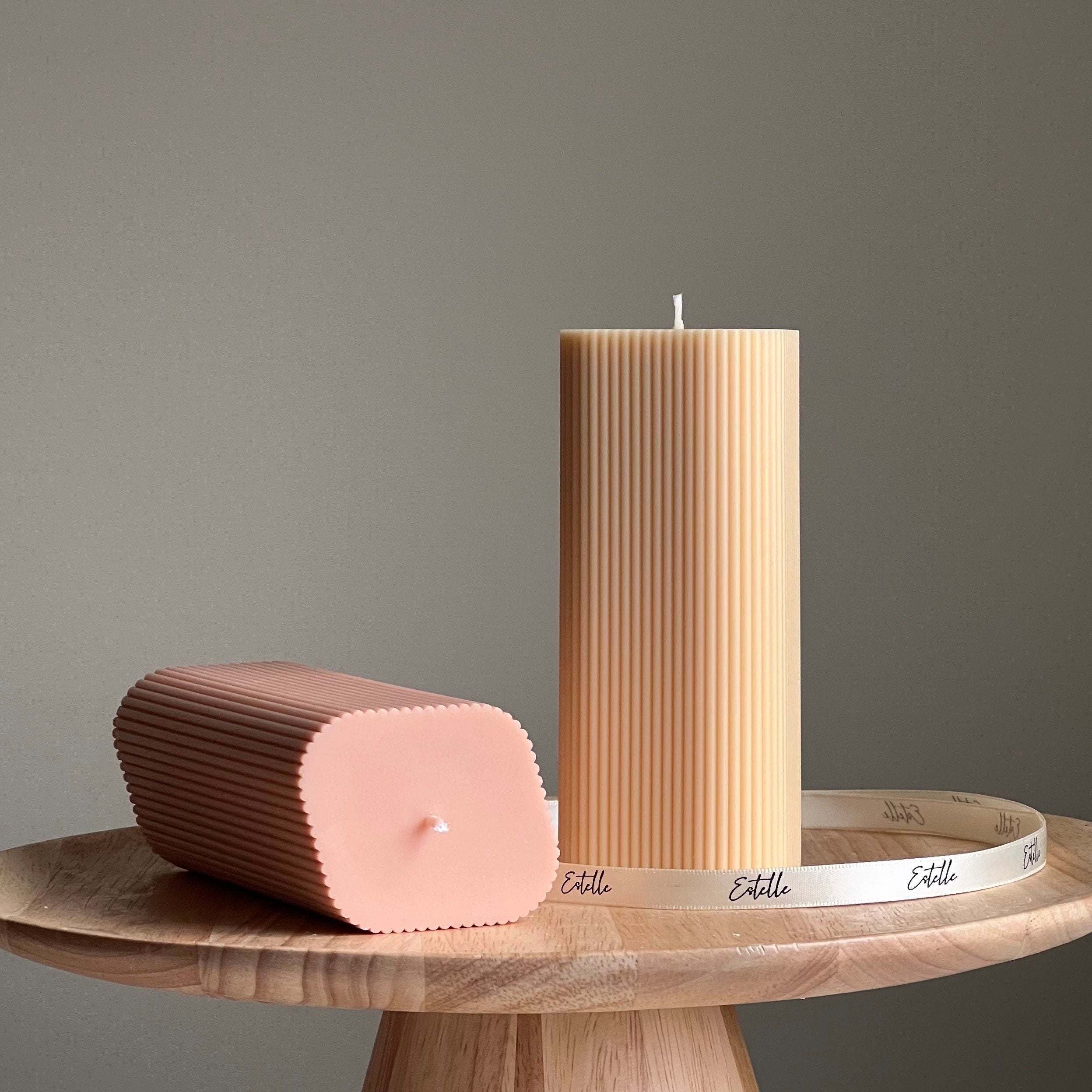 Ribbed Pillar Soy Wax Candle | Handmade Home Decor