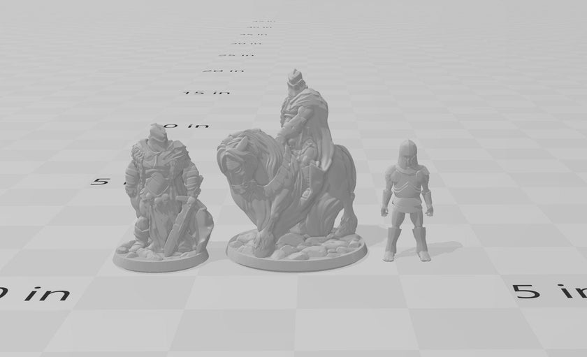 DnD Fallen Knight Mini Set - Arbiter Minitatures - Fighter | Paladin | Wargaming | Pathfinder | Horse | Cleric | Bandit | Brute | Male 28mm