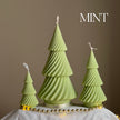 Swirl Ribbed Christmas Tree Candle: Handmade Soy Wax Decor