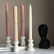 Tall Twisted Soy Wax Taper Candle: Handmade Pastel Decor