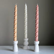Tall Twisted Soy Wax Taper Candle: Handmade Pastel Decor