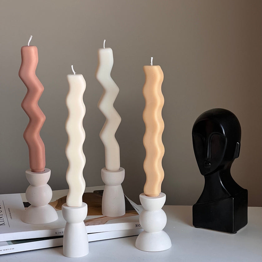 Handmade Jesmonite Hourglass Candlestick Holder: Minimalist Wedding Decor