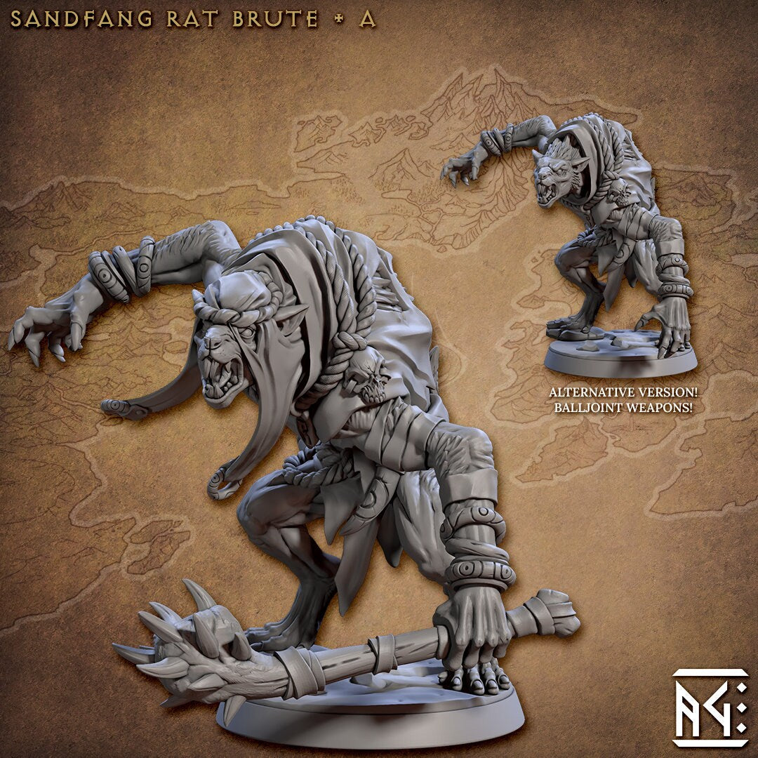 Sandfang Brutes 28/32mm mini set - Artisan Guild | Animal | Rat | Ogre | Monster | Ratfolk | Large | Pathfinder | Wargaming | Huge | Set