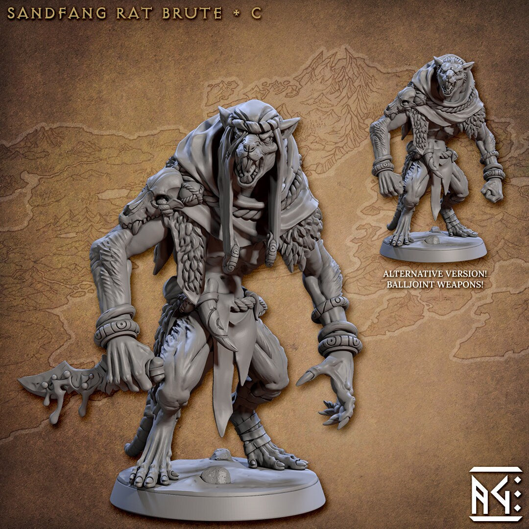 Sandfang Brutes 28/32mm mini set - Artisan Guild | Animal | Rat | Ogre | Monster | Ratfolk | Large | Pathfinder | Wargaming | Huge | Set