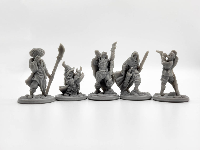 DnD Miniature Party Set 5 - 28mm Adventuring Group - Paladin | Monk | Sorcerer | Bard | Barbarian | Pathfinder
