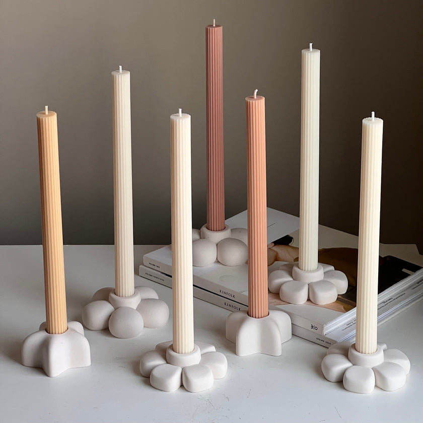 Jesmonite Flower Candlestick Holder: Handmade Table Decor