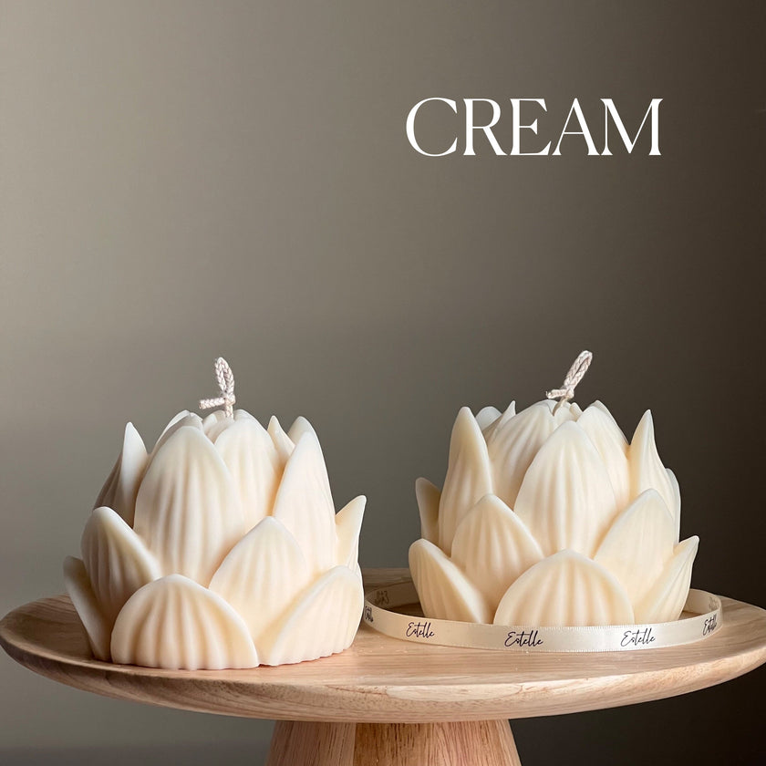 Large Lotus Soy Candle: Handmade Home Decor Gift