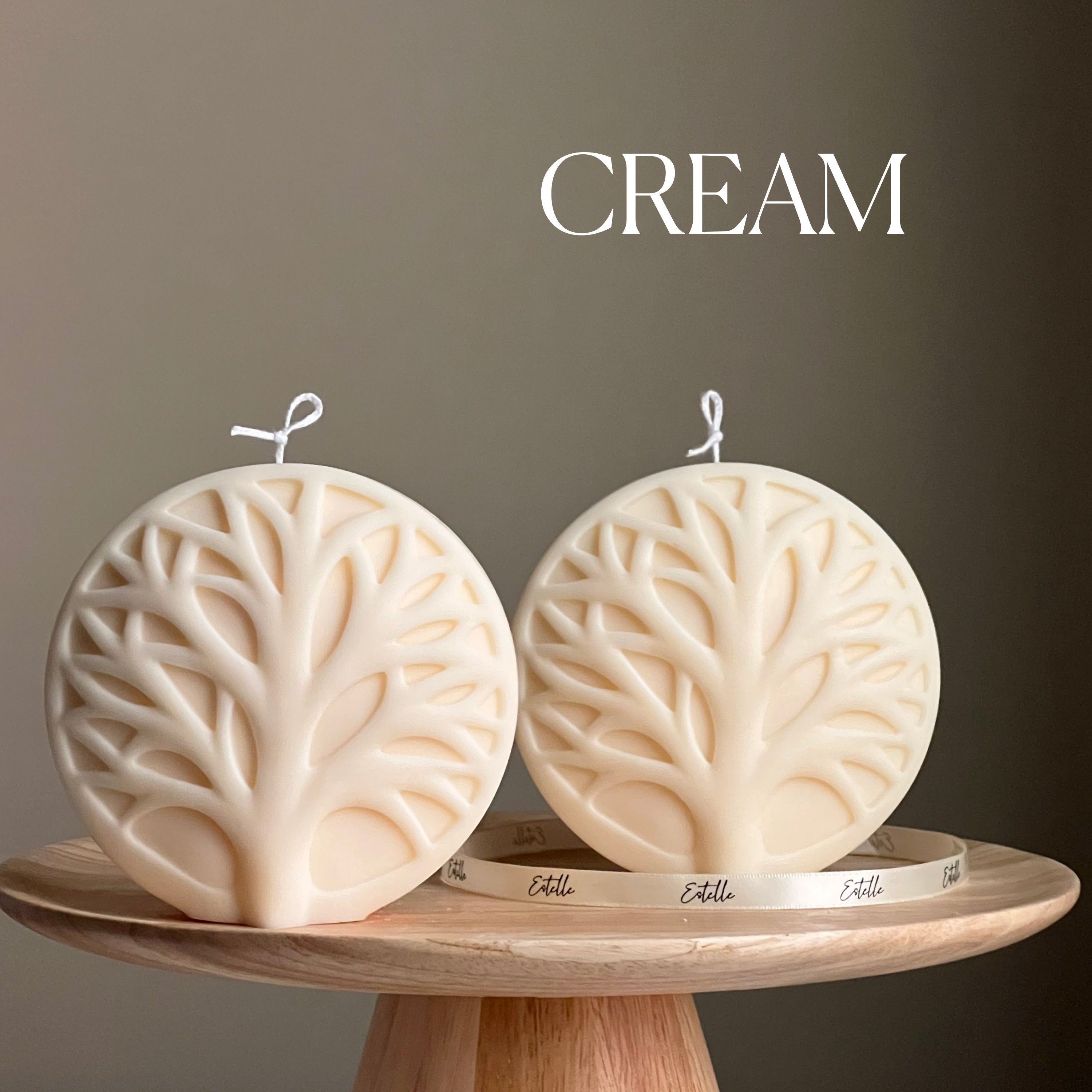 Handmade Round Tree Medallion Candle | Decorative Pillar Candle