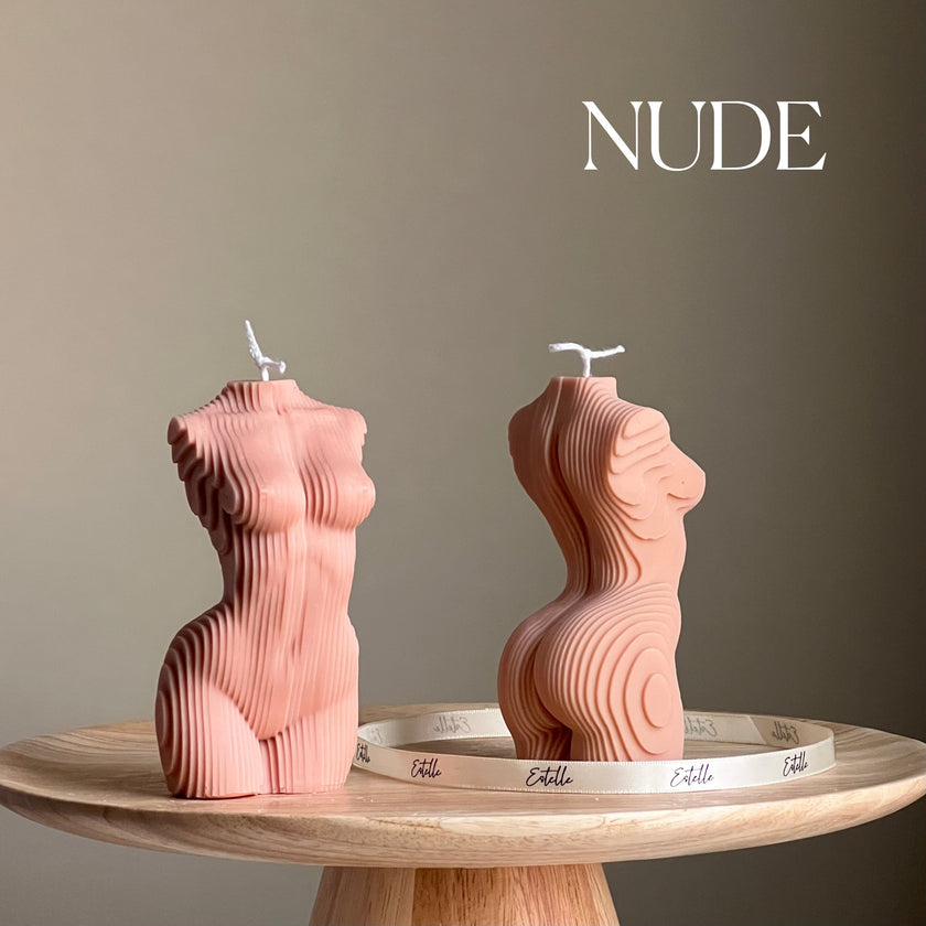 Geometric Woman Torso Candle: Handmade Vegan Soy Wax Sculpture