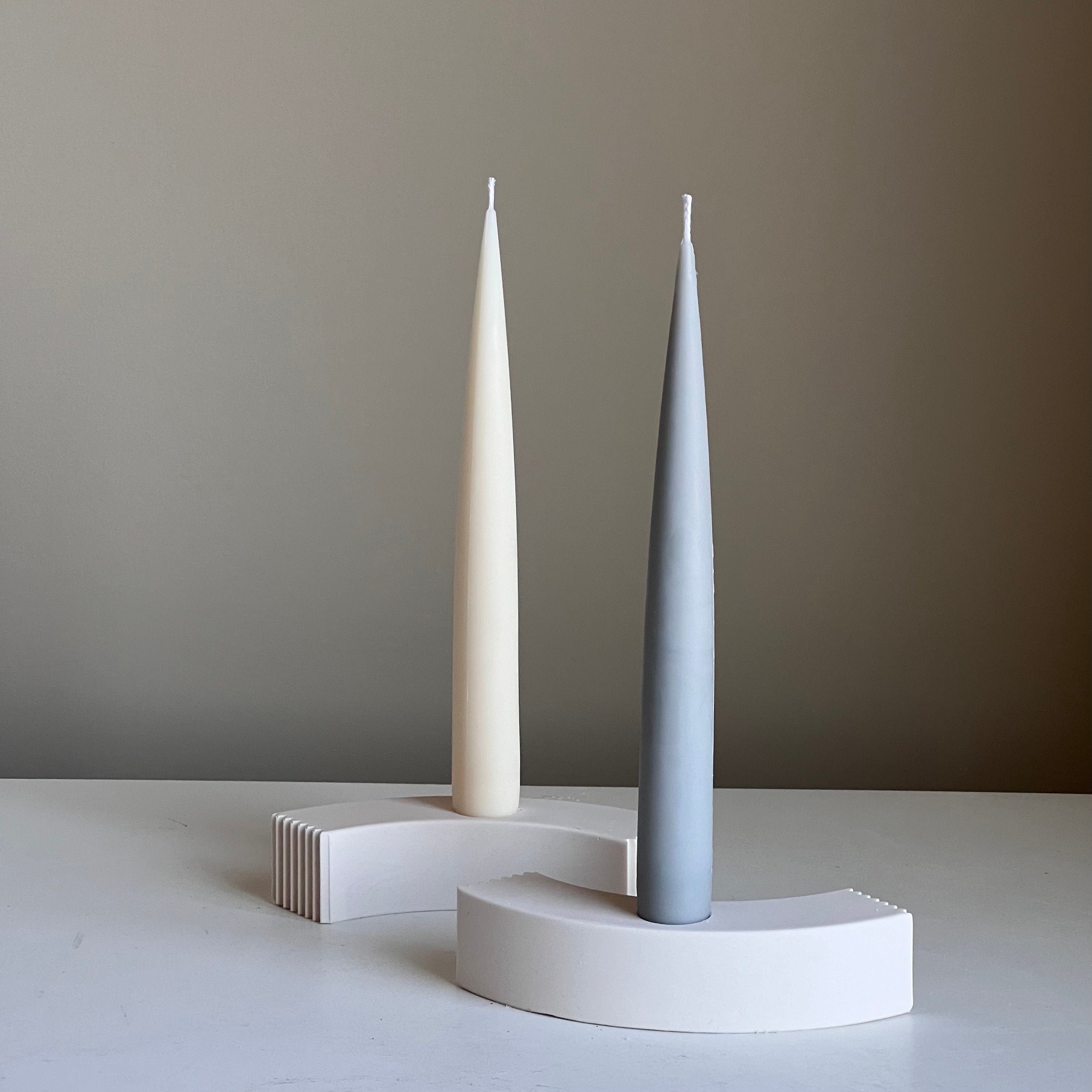 Minimal Jesmonite Candlestick Holder: Geometric Taper Candle Decor