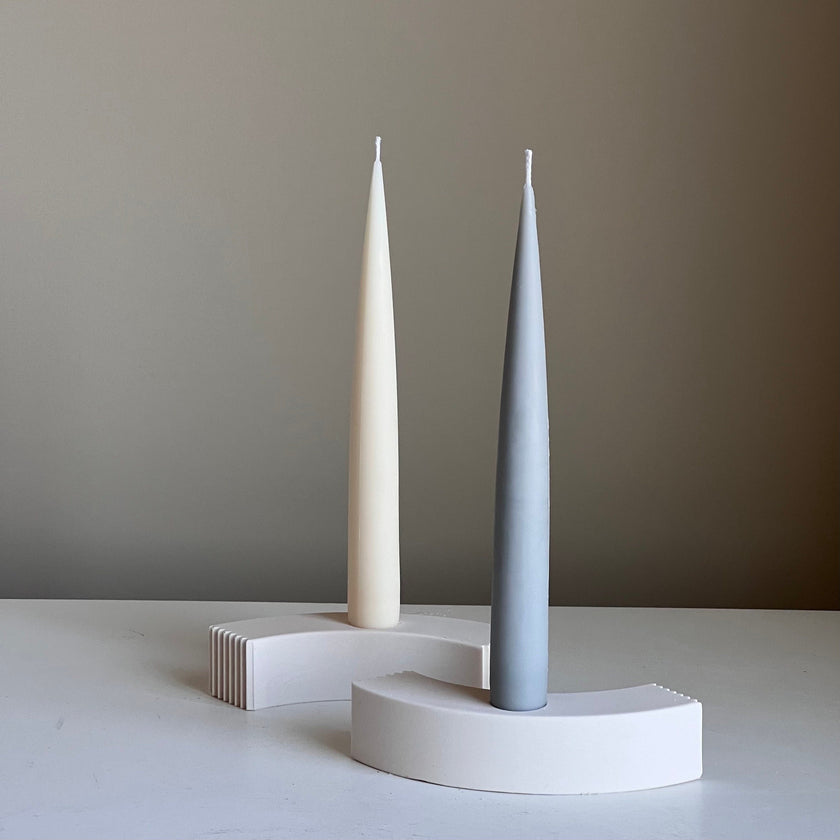Minimal Jesmonite Candlestick Holder: Geometric Taper Candle Decor