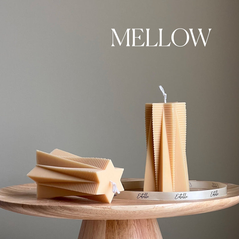 Ribbed Star Soy Pillar Candle: Minimalist Home Decor