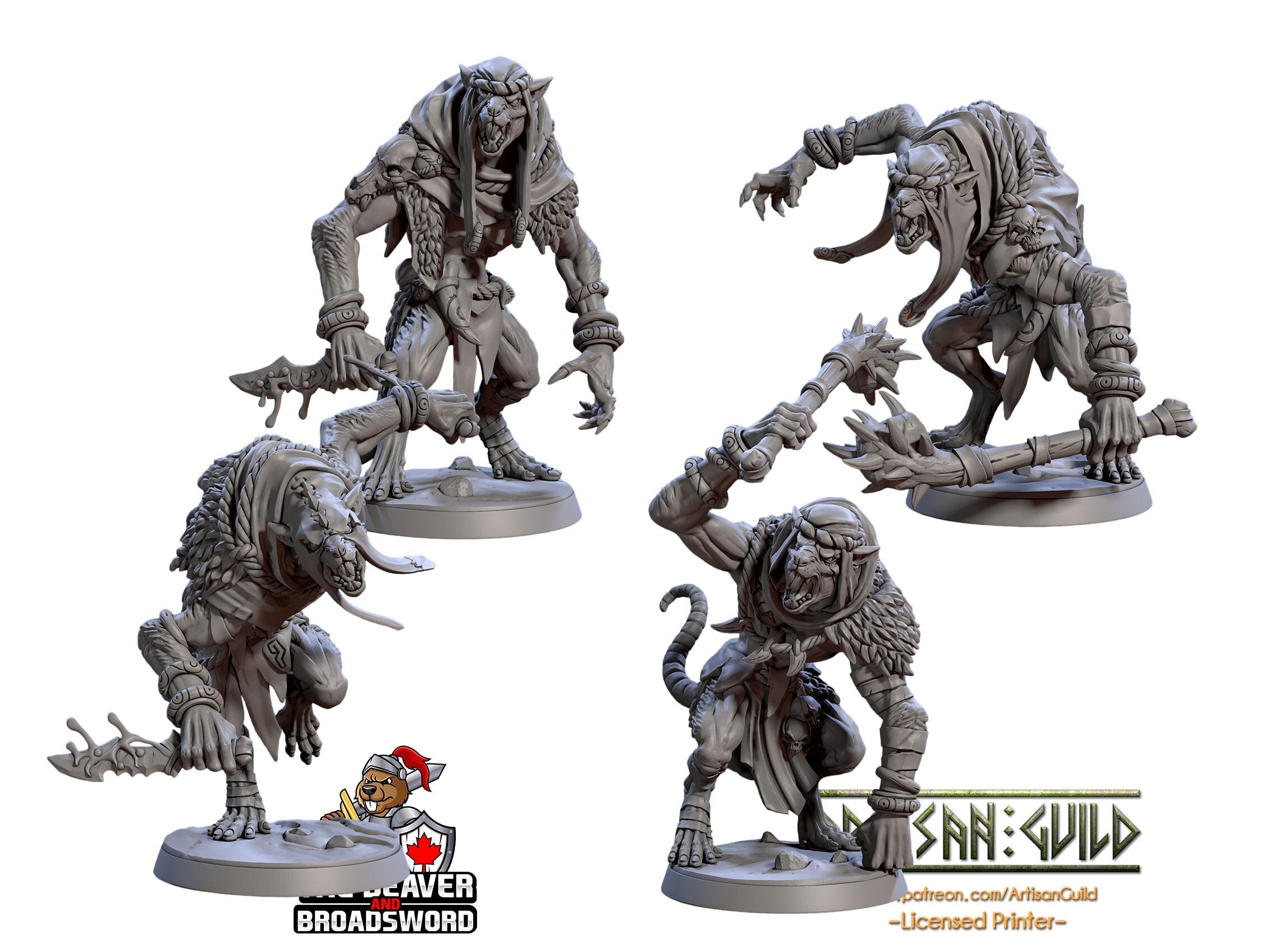 Sandfang Brutes 28/32mm mini set - Artisan Guild | Animal | Rat | Ogre | Monster | Ratfolk | Large | Pathfinder | Wargaming | Huge | Set