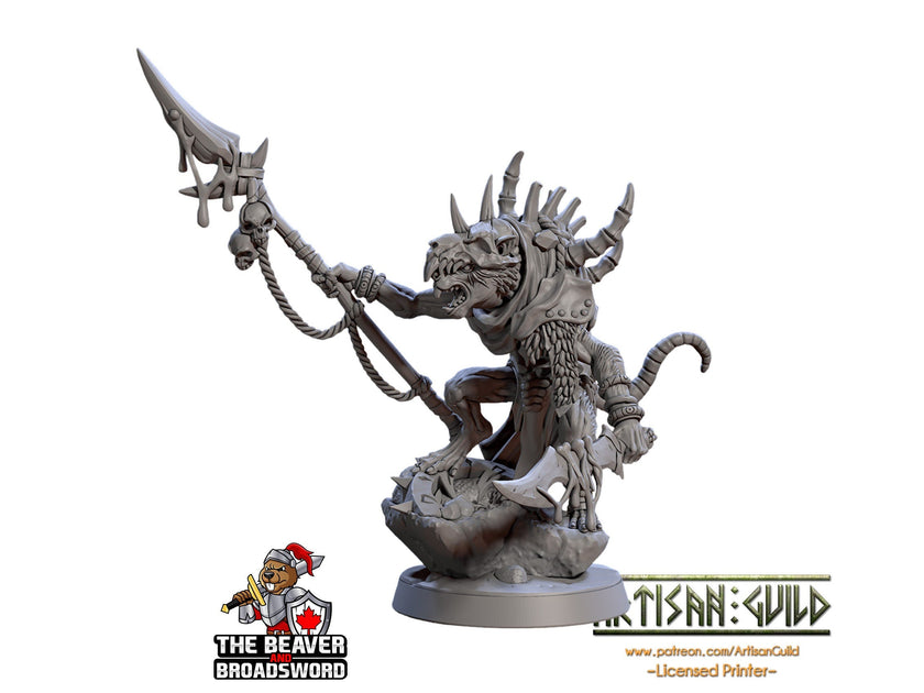Bonekrat Carrionbearer  28/32mm mini - Artisan Guild | Animal | Rat | Mouse | Fighter | Ratfolk | Barbarian | Pathfinder | Wargaming | Rogue