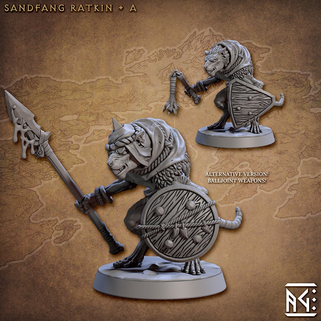 Sandfang Ratkins  28/32mm mini set - Artisan Guild | Animal | Rat | Mouse | Fighter | Ratfolk | Barbarian | Pathfinder | Wargaming | Rogue