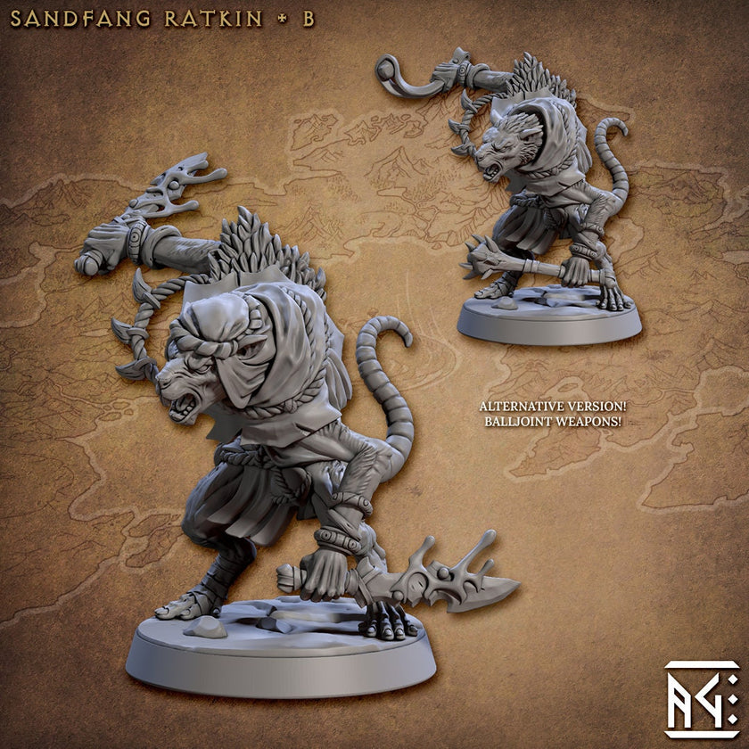 Sandfang Ratkins  28/32mm mini set - Artisan Guild | Animal | Rat | Mouse | Fighter | Ratfolk | Barbarian | Pathfinder | Wargaming | Rogue
