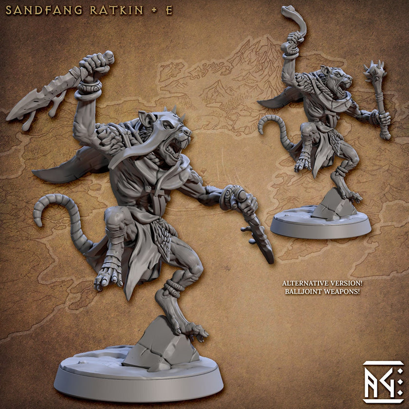 Sandfang Ratkins  28/32mm mini set - Artisan Guild | Animal | Rat | Mouse | Fighter | Ratfolk | Barbarian | Pathfinder | Wargaming | Rogue