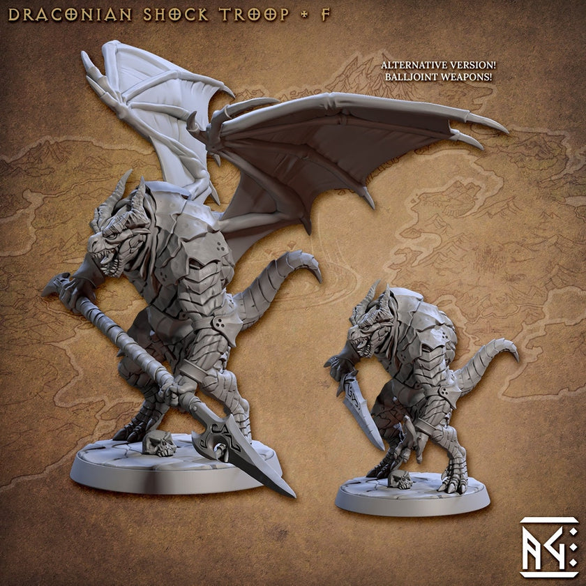 Draconic Shock Troops mini set- Artisan Guild | Dragon | Dragonkin | Dragonborn | Fighter | Barbarian | Ranger | Pathfinder | Wargaming 32mm