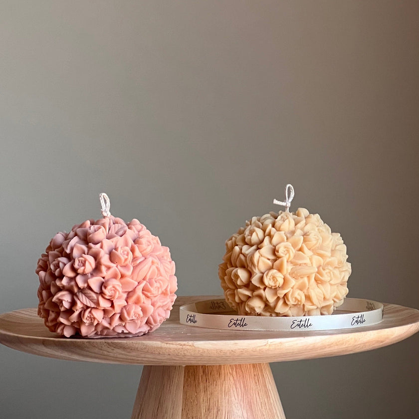 Flower Ball Candle: Handmade Soy Vegan Home Decor