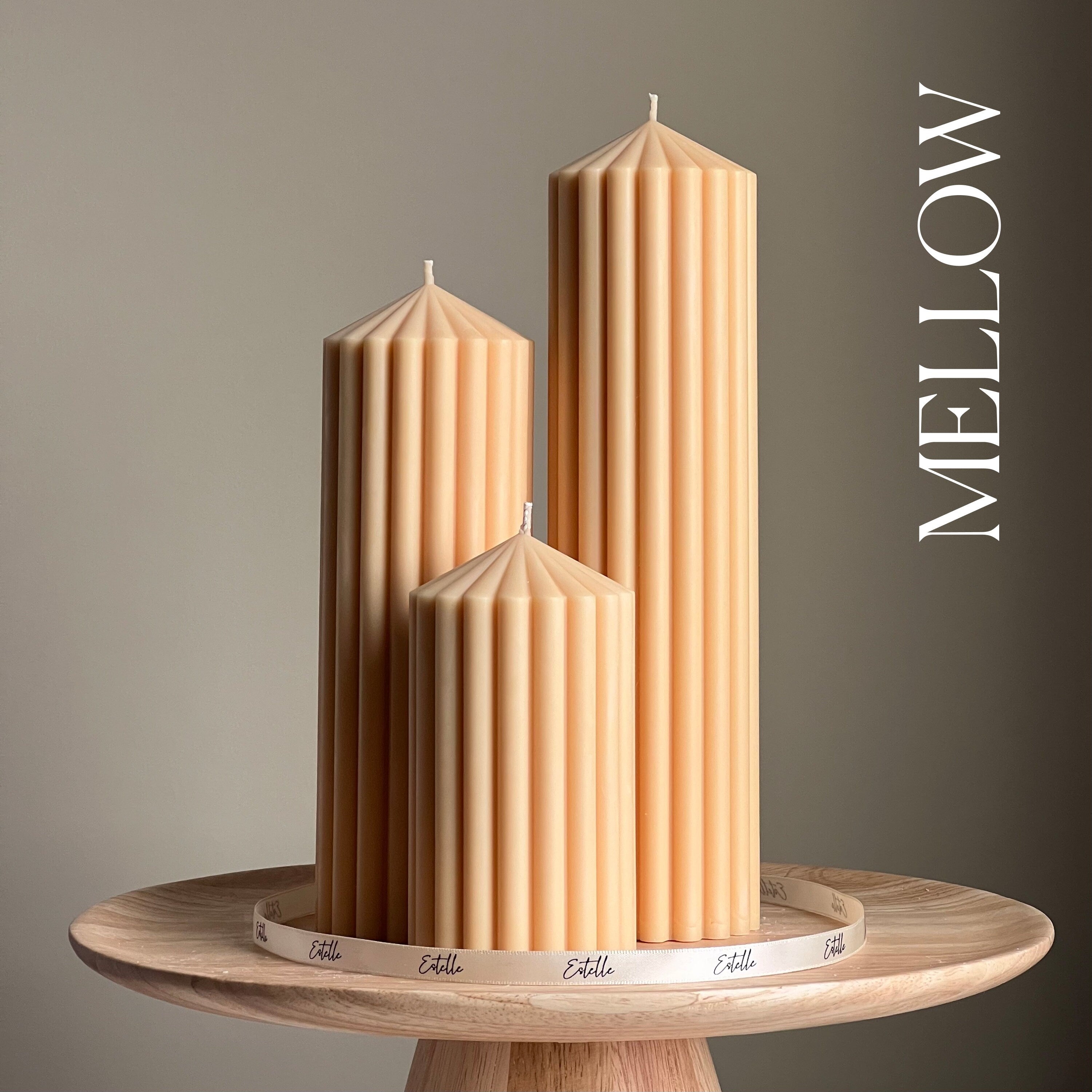 Ribbed Peak Pillar Candle Trio | Vegan Soy Wax, Aesthetic Decor