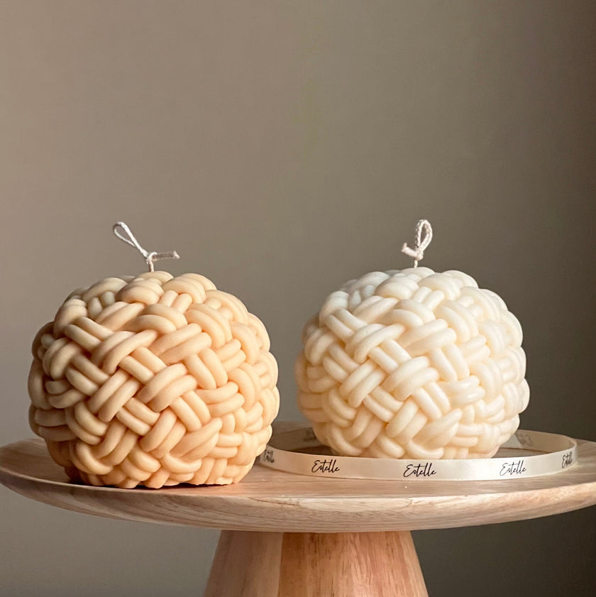 Handmade Yarn Ball Candle: Trendy Rope Vegan Home Decor