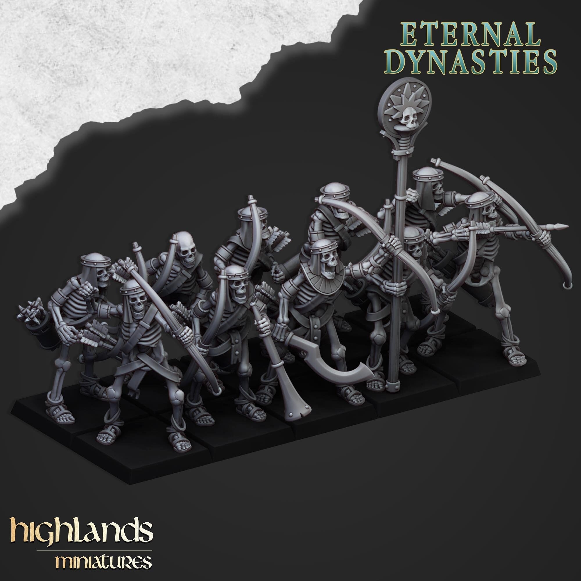 Ancient Skeletons with Bows - Highlands Miniatures | Undead | Skeleton | Lich | Ancient | Desert | Fantasy | Pathfinder | Wargaming